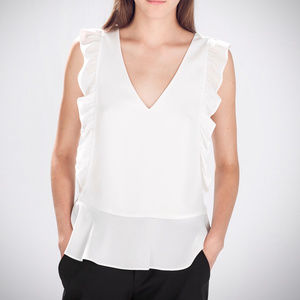 Donated🎀 EUC ZARA TRF White Ruffle Blouse S